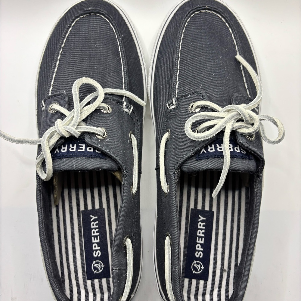 Sperry Charcoal Canvas Boat Shoes Size 8.5